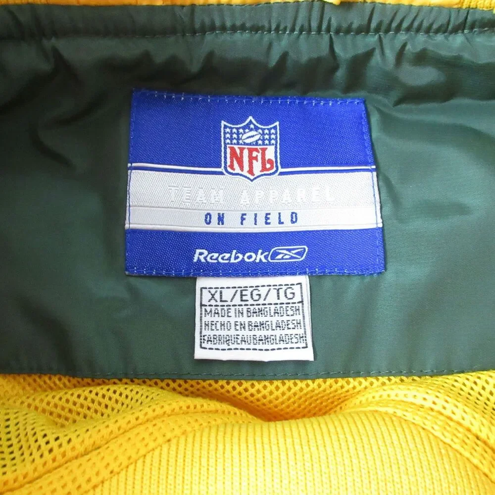 Reebok Jacket Mens XL Green Bay Packers Pullover Windbreaker Football
